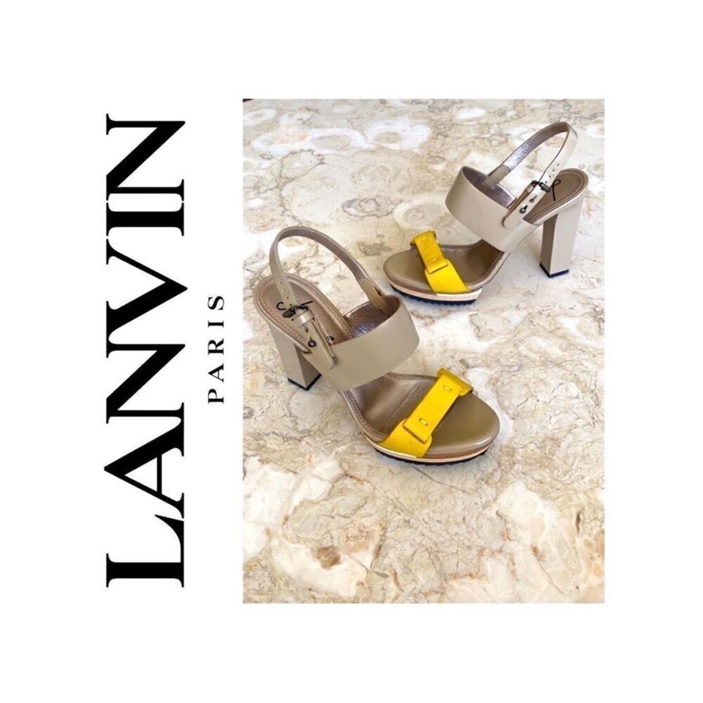 Lanvin Platform Heeled Leather Sandals Made in Italy